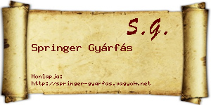 Springer Gyárfás névjegykártya